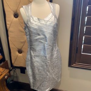 Metallic Silver Bodycon Dress